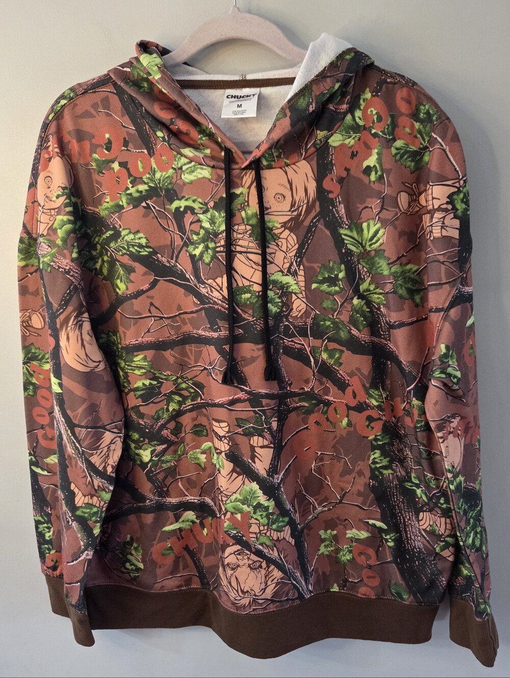 Chucky Hoodie All Over Print Camo Horror Movie Universal Studios Unisex  Medium